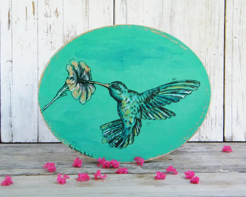 Hummingbird Wall Sign, Oval Wall Art, Hummingbird Print, Bedroom Decor