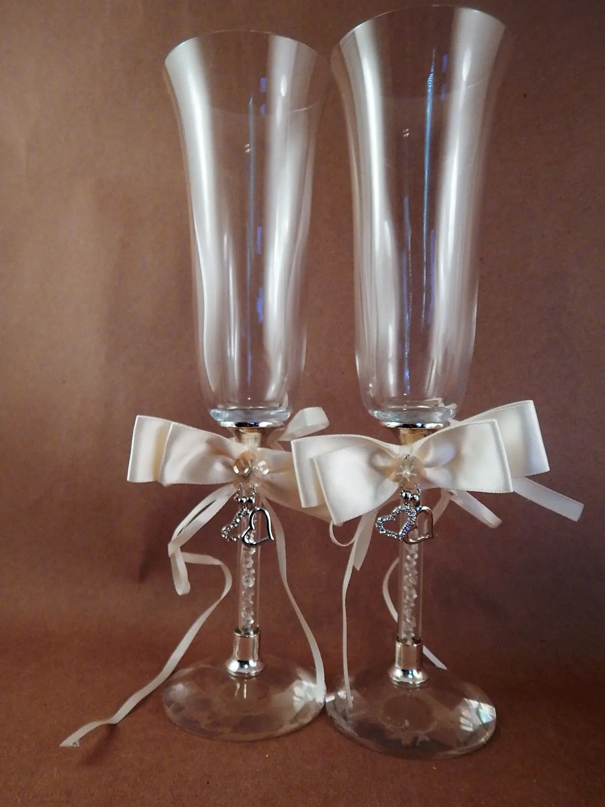 Wedding Champagne Toasting Glasses Shannon Crystal Diamonds Flute Pair by Godinger Embellished